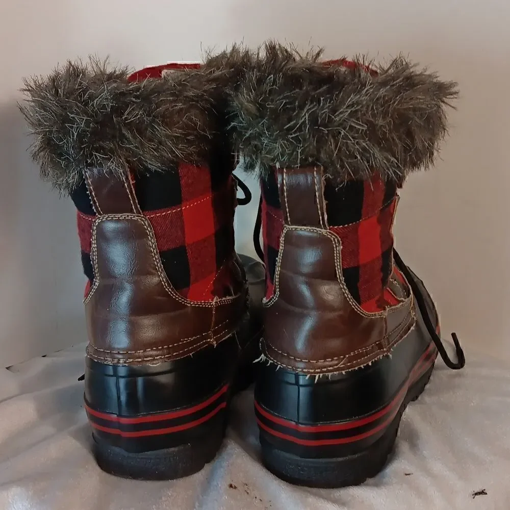 Natural Reflections Plaid Faux Fur Women's Winter Boots